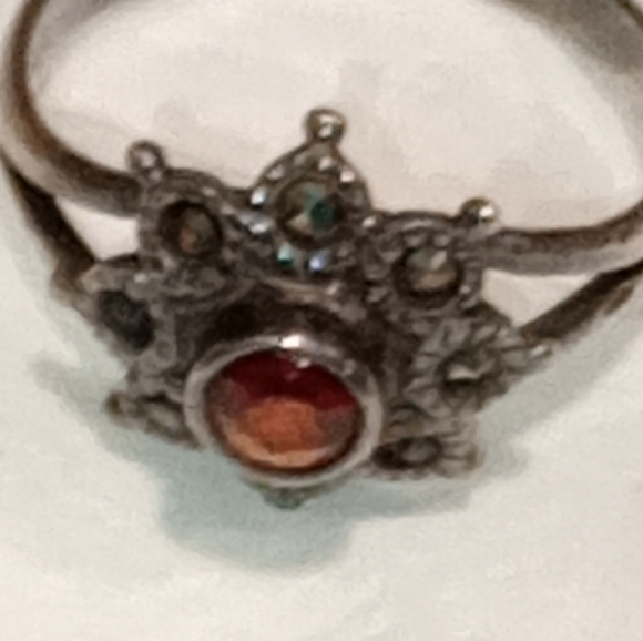 Sterling Silver Garnet Ring Antique - Picture 12 of 16